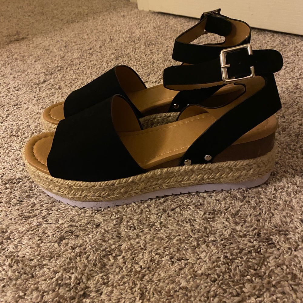 Windsor Black and Tan Espadrille Sandals with Ankle Straps